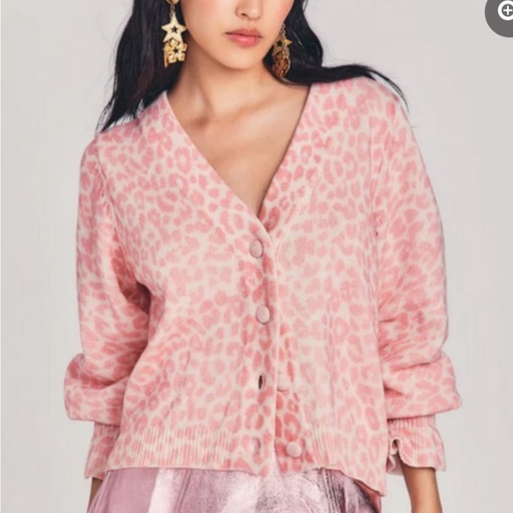 LoveShackFancy EUC Boscom Pink Leopard Cardigan - girlycore - Picture 2 of 4